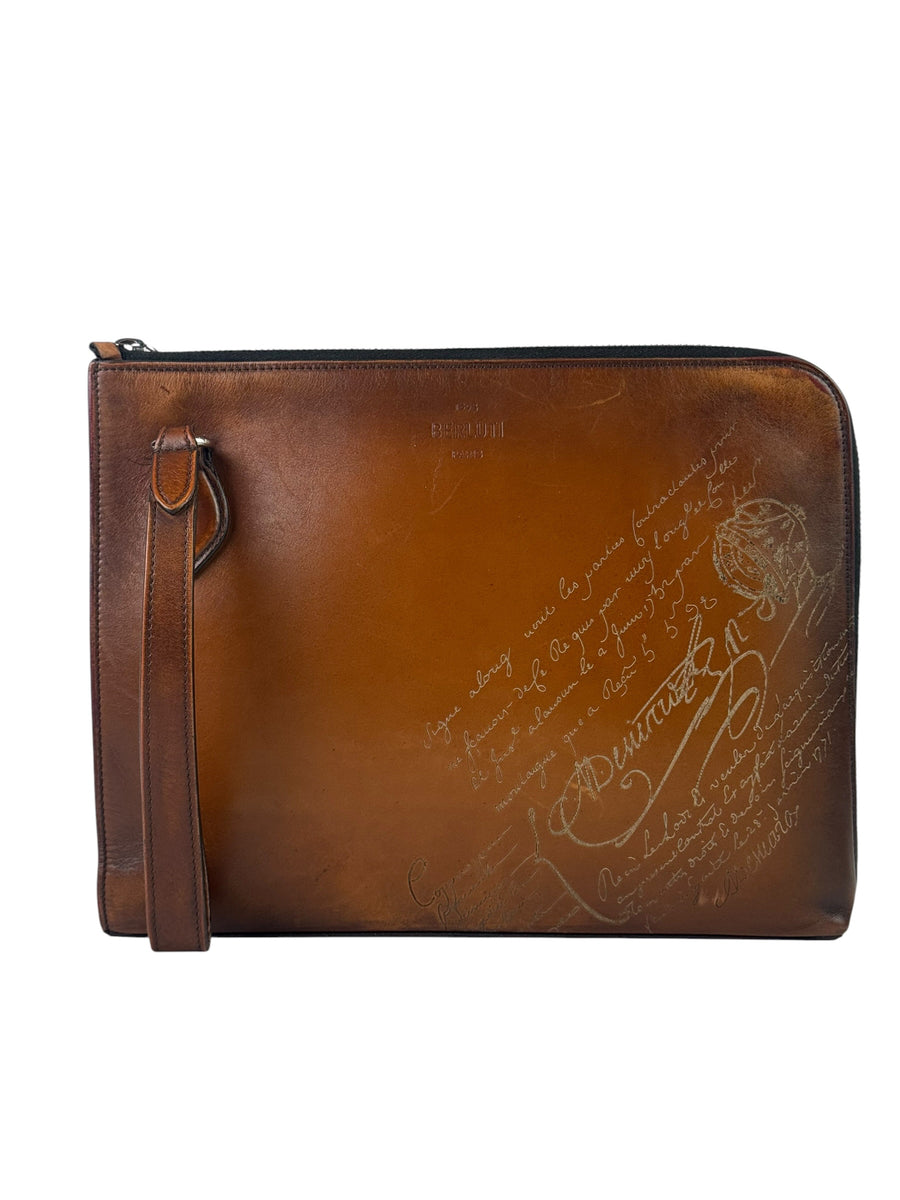 Berluti Nino Scritto Standing Pouch With Strap
