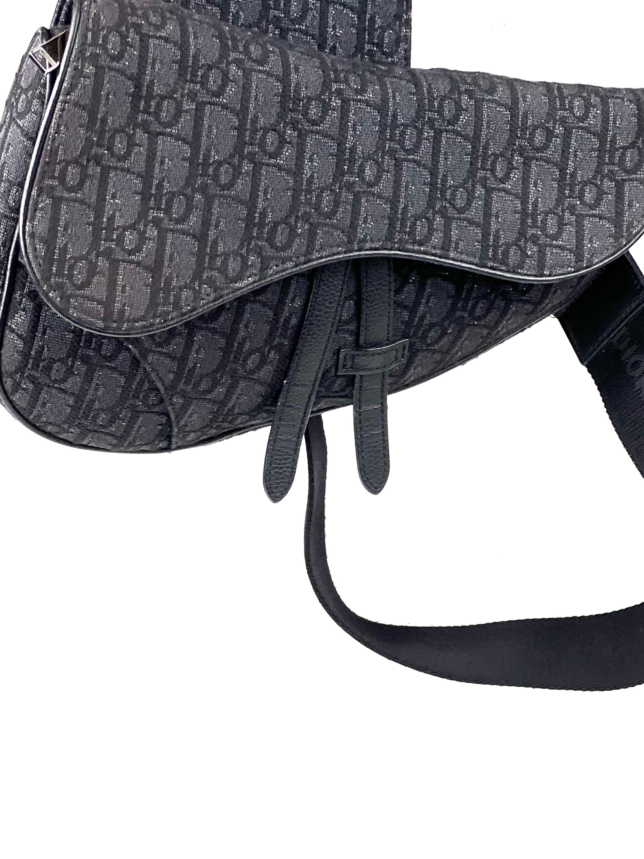 Christian Dior Oblique Jacquard Black Saddle Slingbag