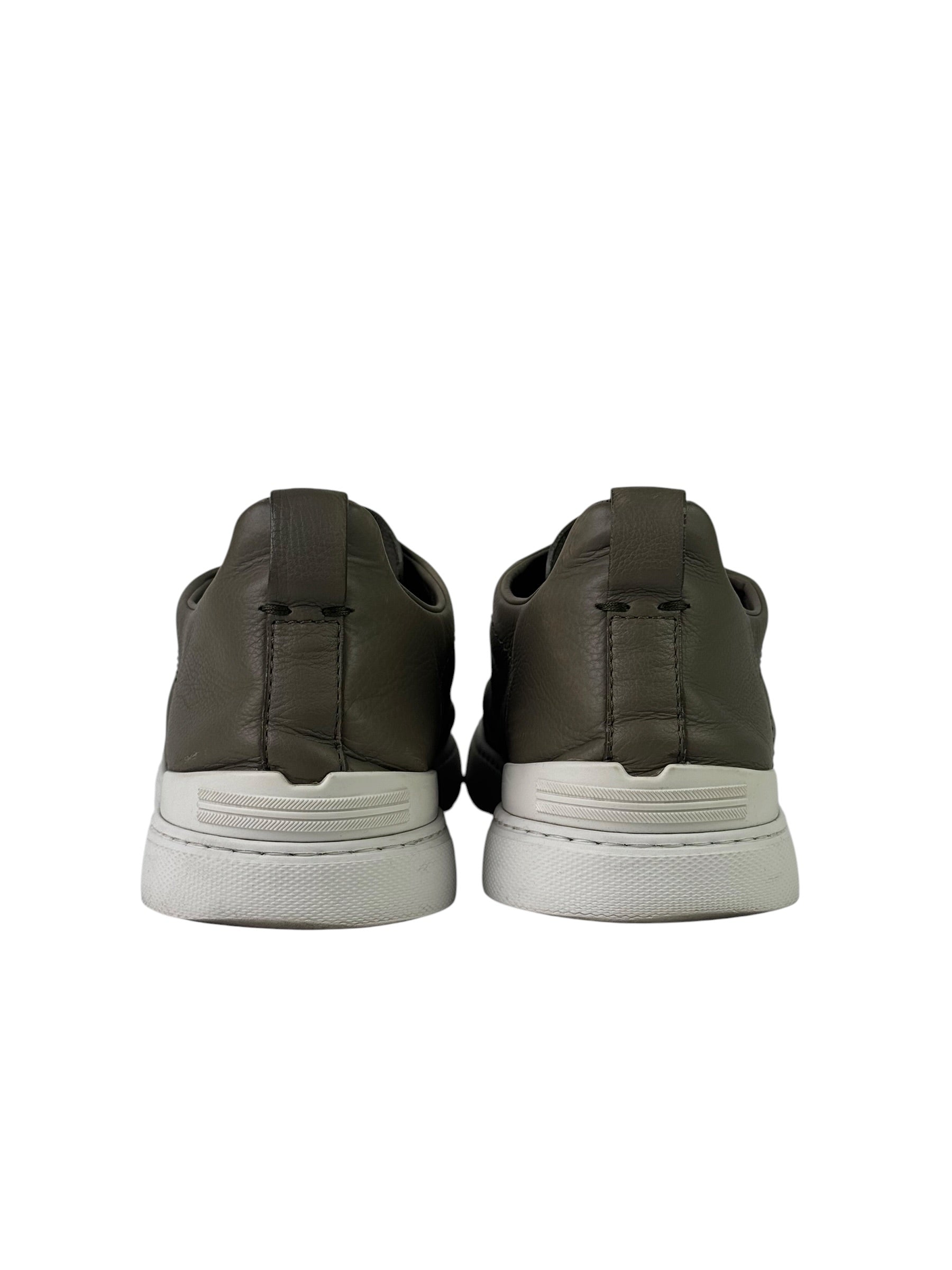 Zegna Triple Stitch Second Skin Khaki Slip-On