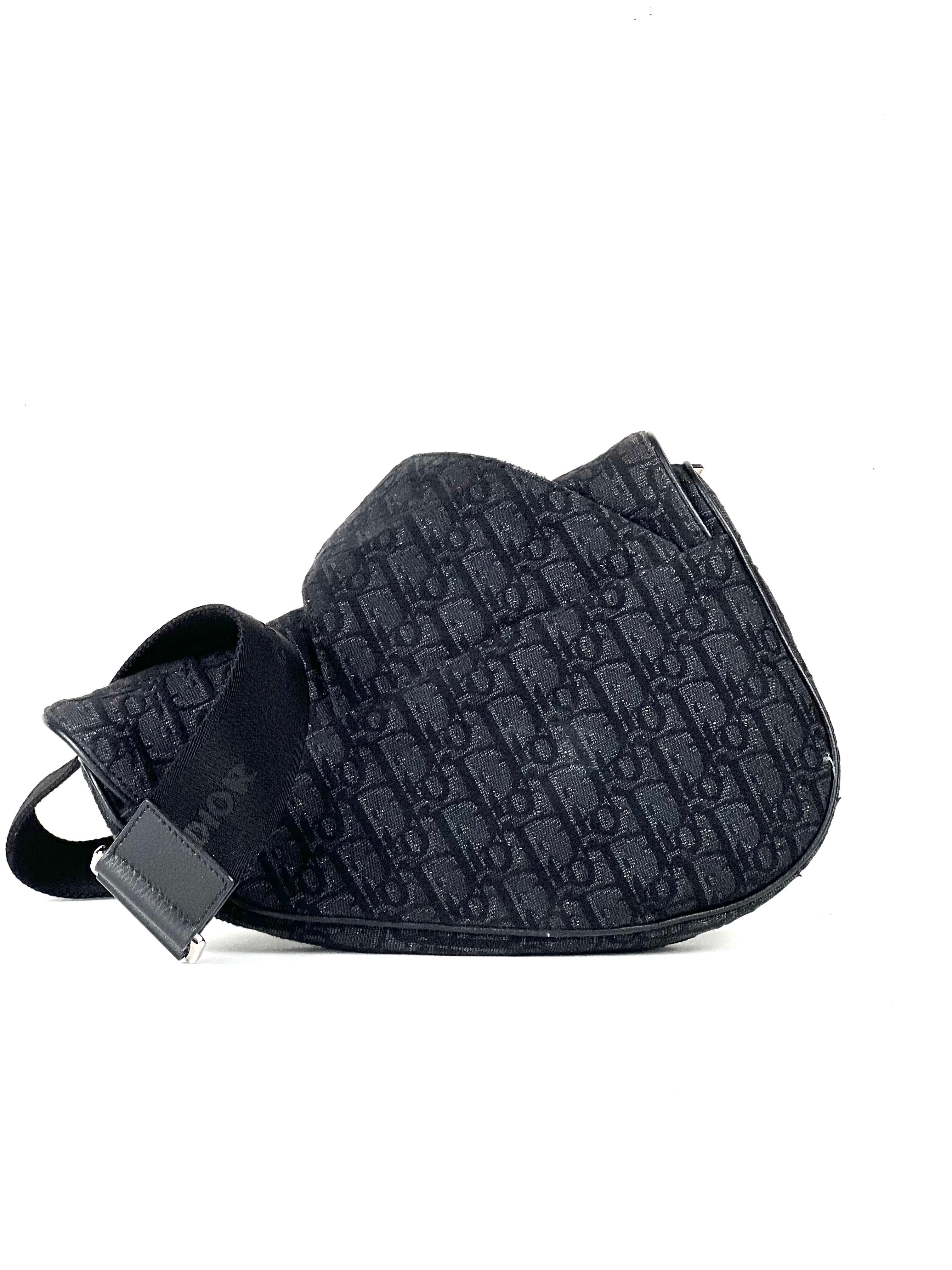 Christian Dior Oblique Jacquard Black Saddle Slingbag