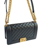 Chanel Boy GHW Black Caviar Leather Shoulder Bag 6