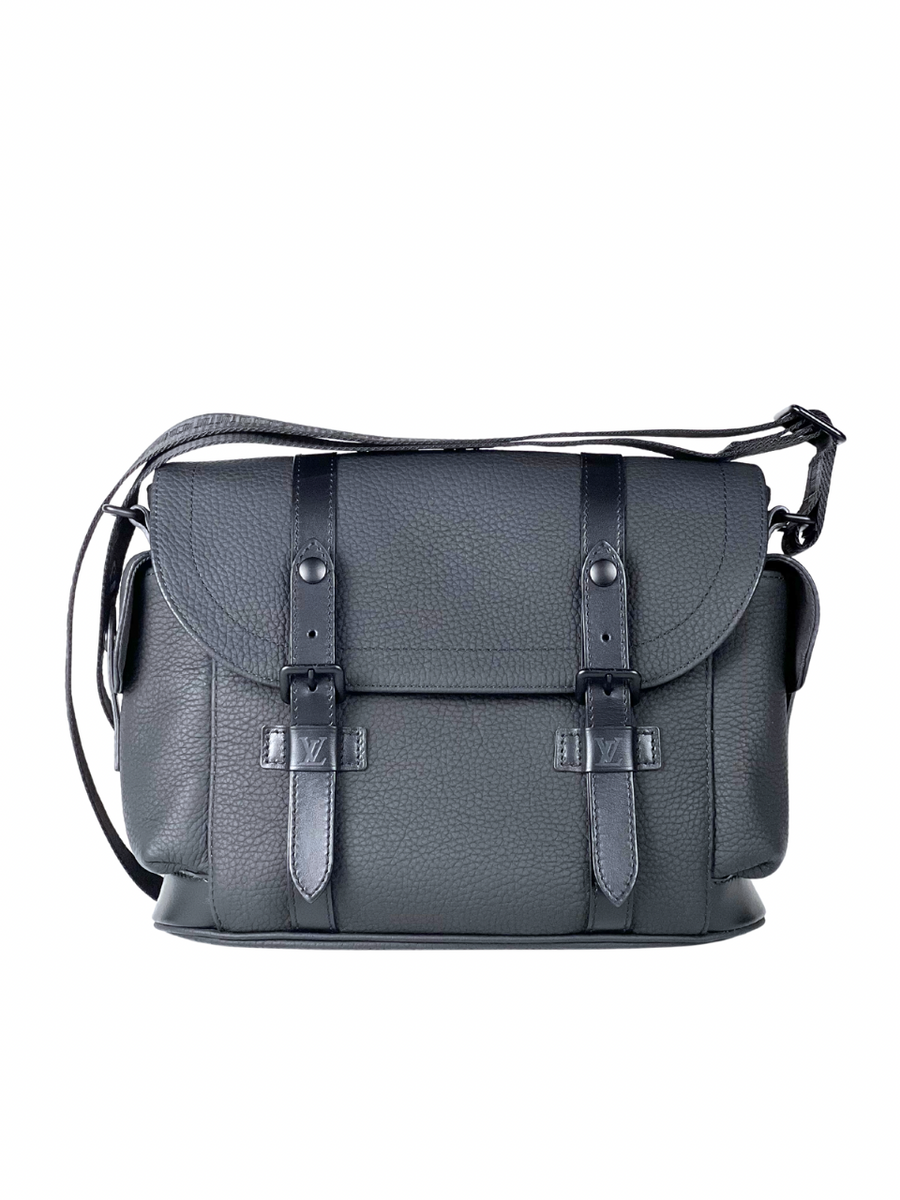 Louis Vuitton Christopher Taurillon Leather Black Messenger Bag
