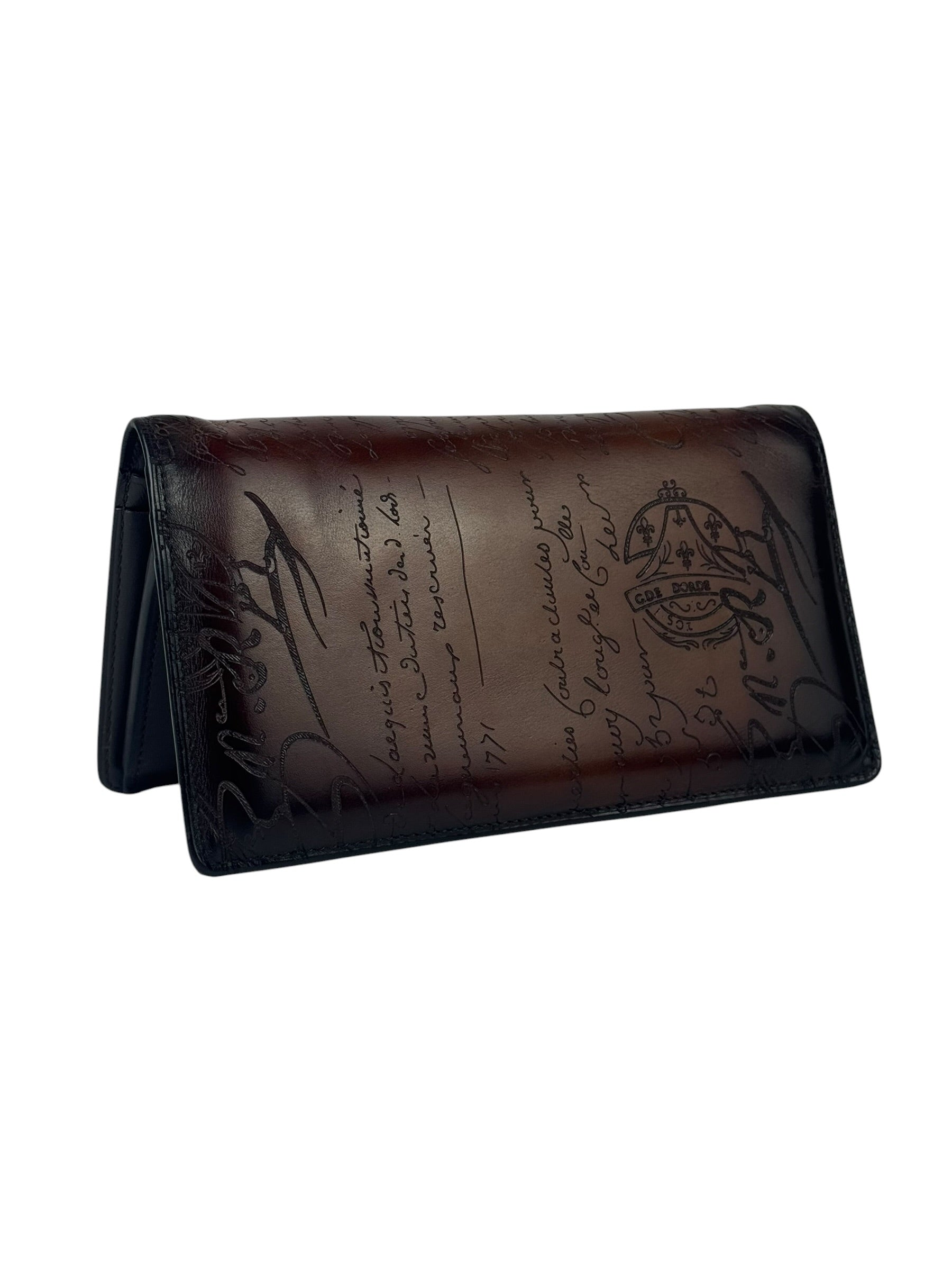 Berluti Scritto Venezia Leather Brown Long Wallet