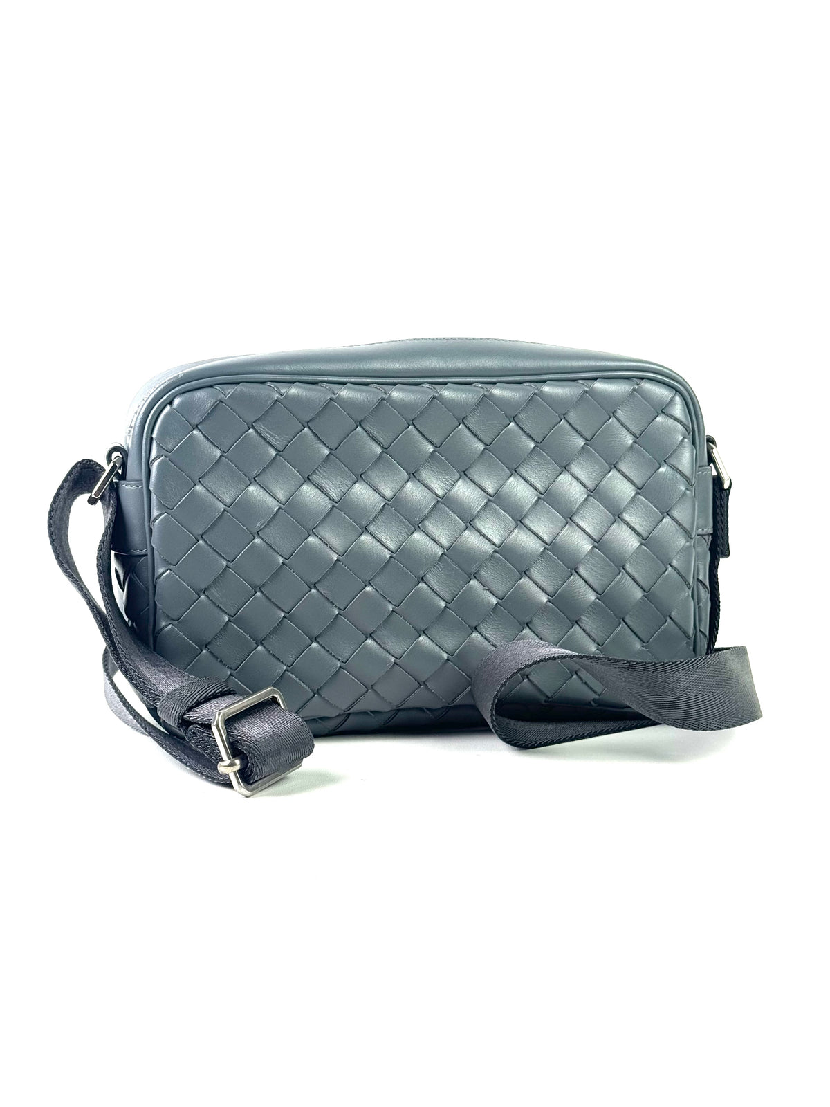 Bottega Veneta Small Intrecciato Grey Camera Bag