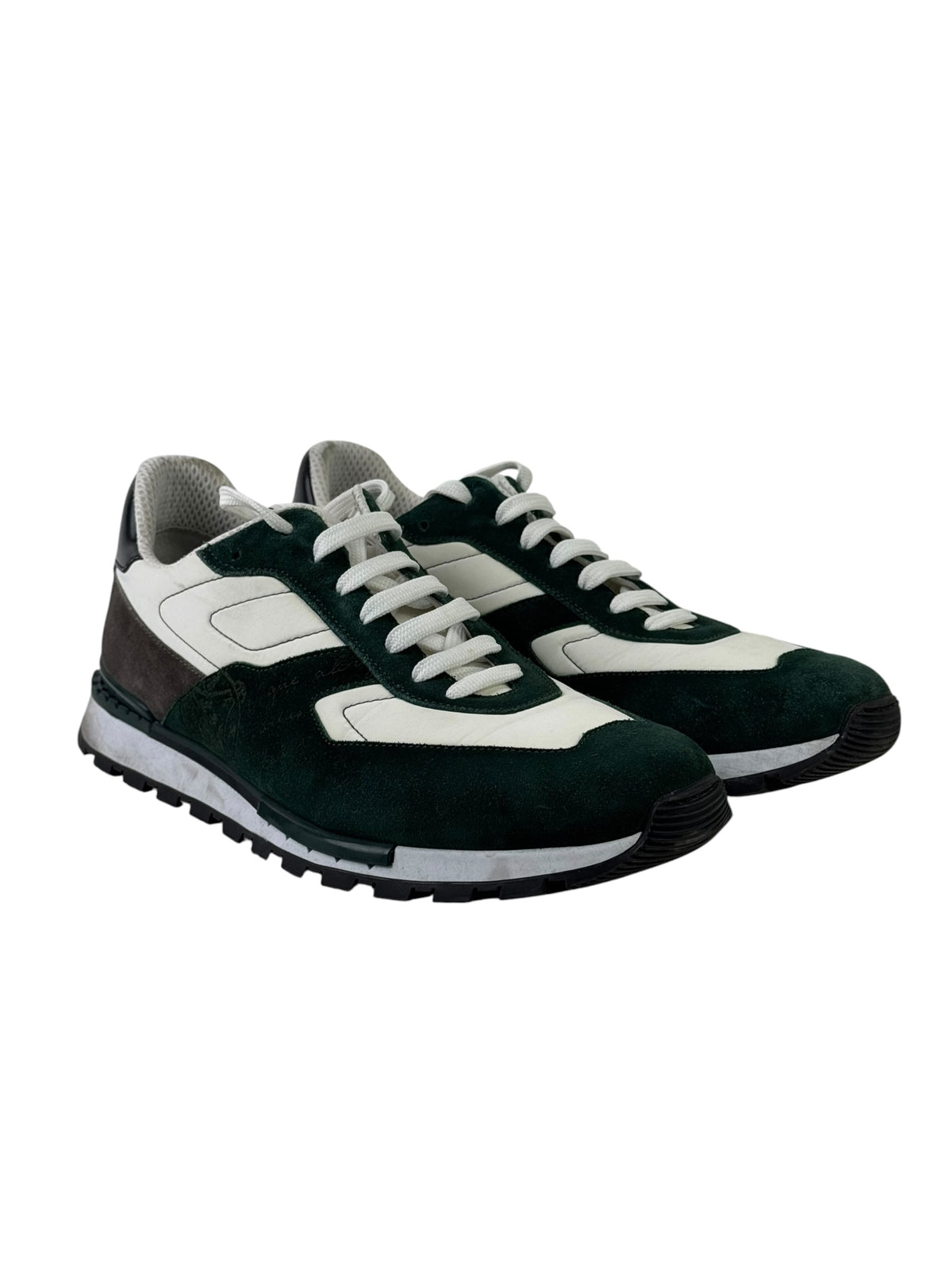 Berluti Scritto Green Suede & Leather Low Sneakers