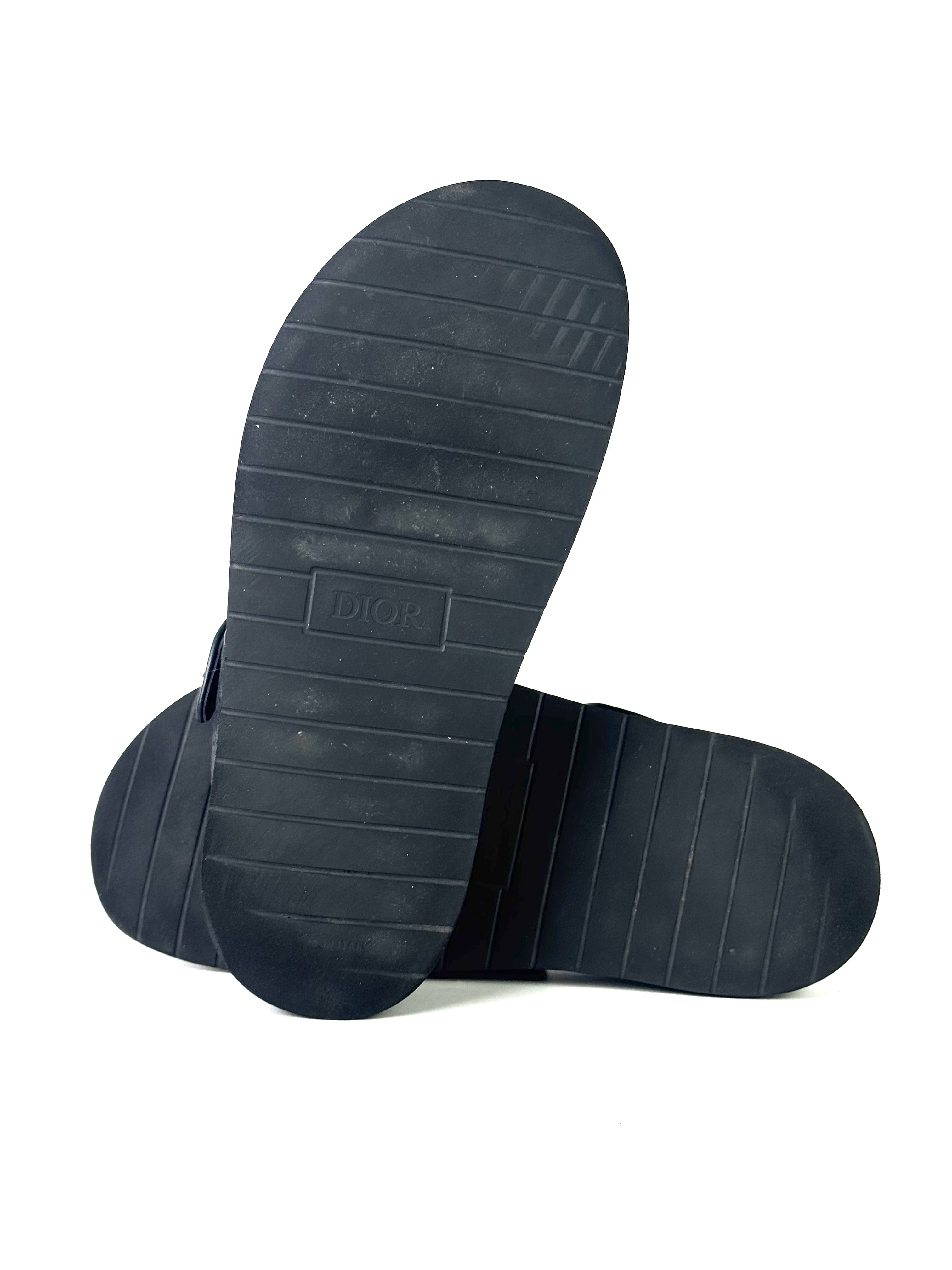Christian Dior Oblique Jacquard Black Aqua Sandals