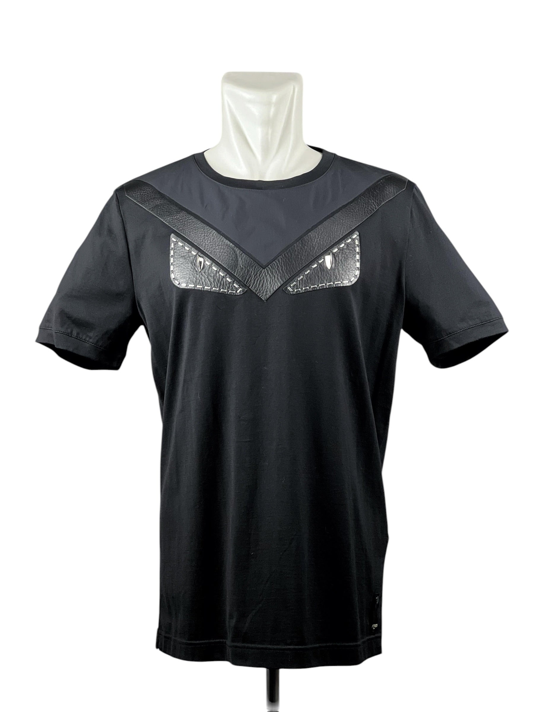 Fendi Monster Eye Patchwork Black Short Sleeve Tee