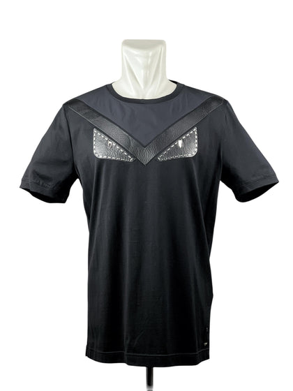 Fendi Monster Eye Patchwork Black Short Sleeve Tee
