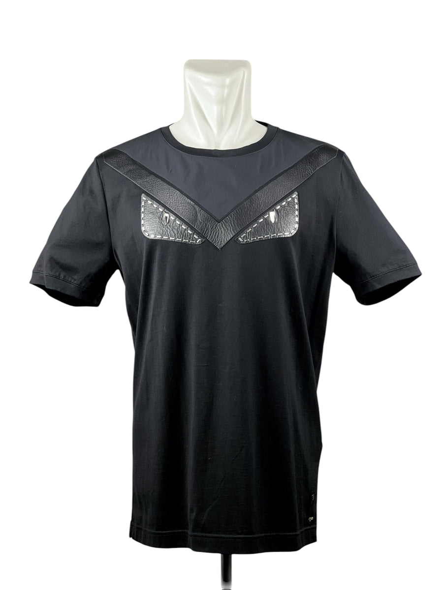 Fendi Monster Eye Patchwork Black Short Sleeve Tee