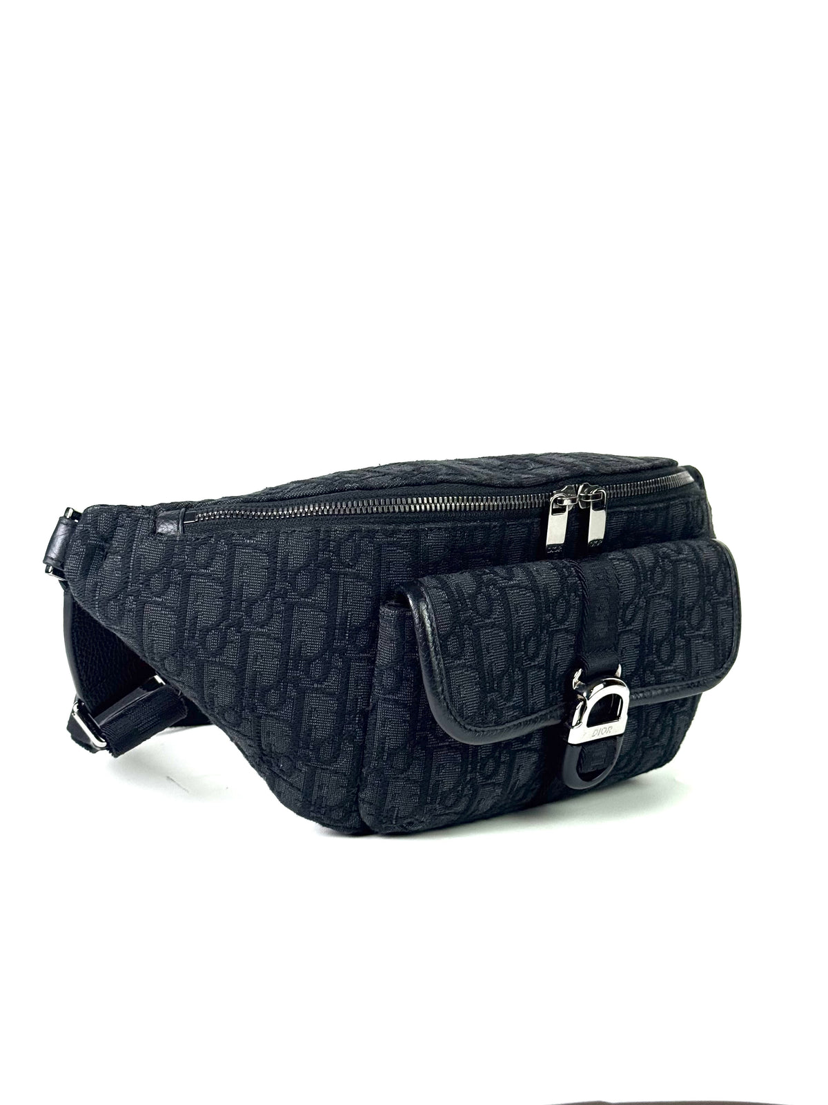 Christian Dior Oblique Jacquard Black Heritage Belt Bag