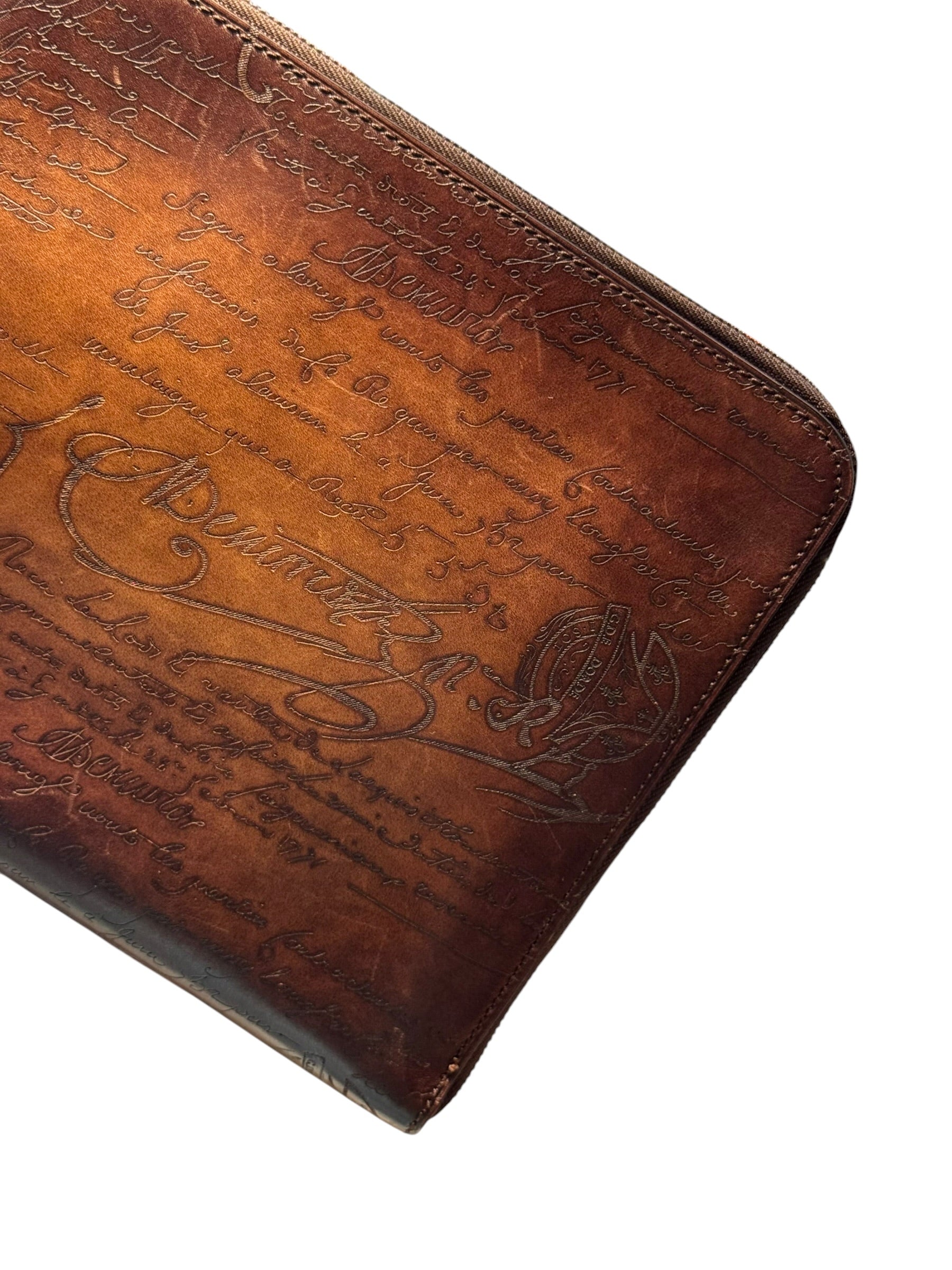 Berluti Nino PM Scritto Brown Clutch