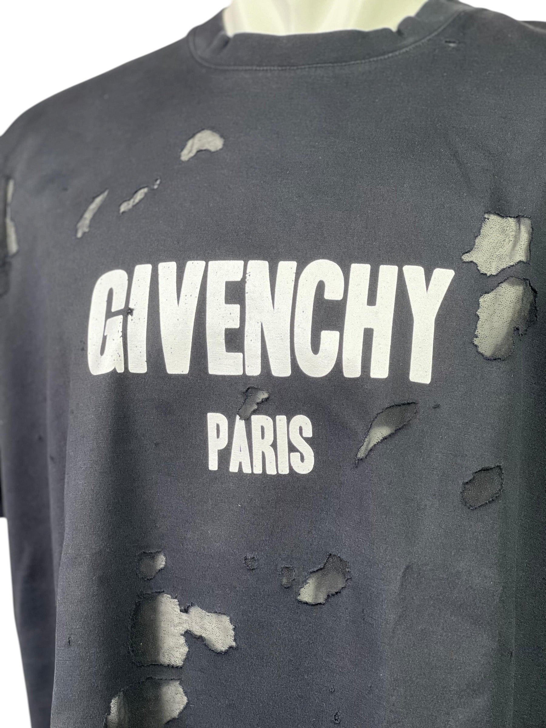 Givenchy Destroyed Logo Black Shirt