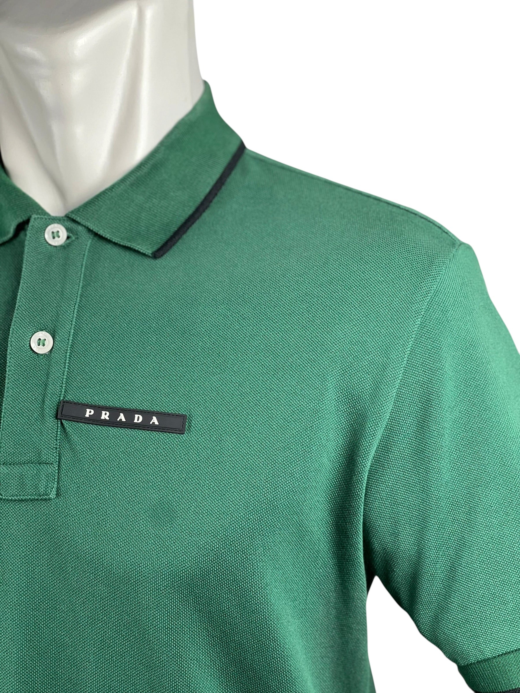 Prada Logo Green Polo Shirt