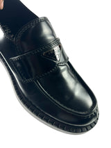 Prada Triangle Logo Chocolate Brushed Leather Loafers 6