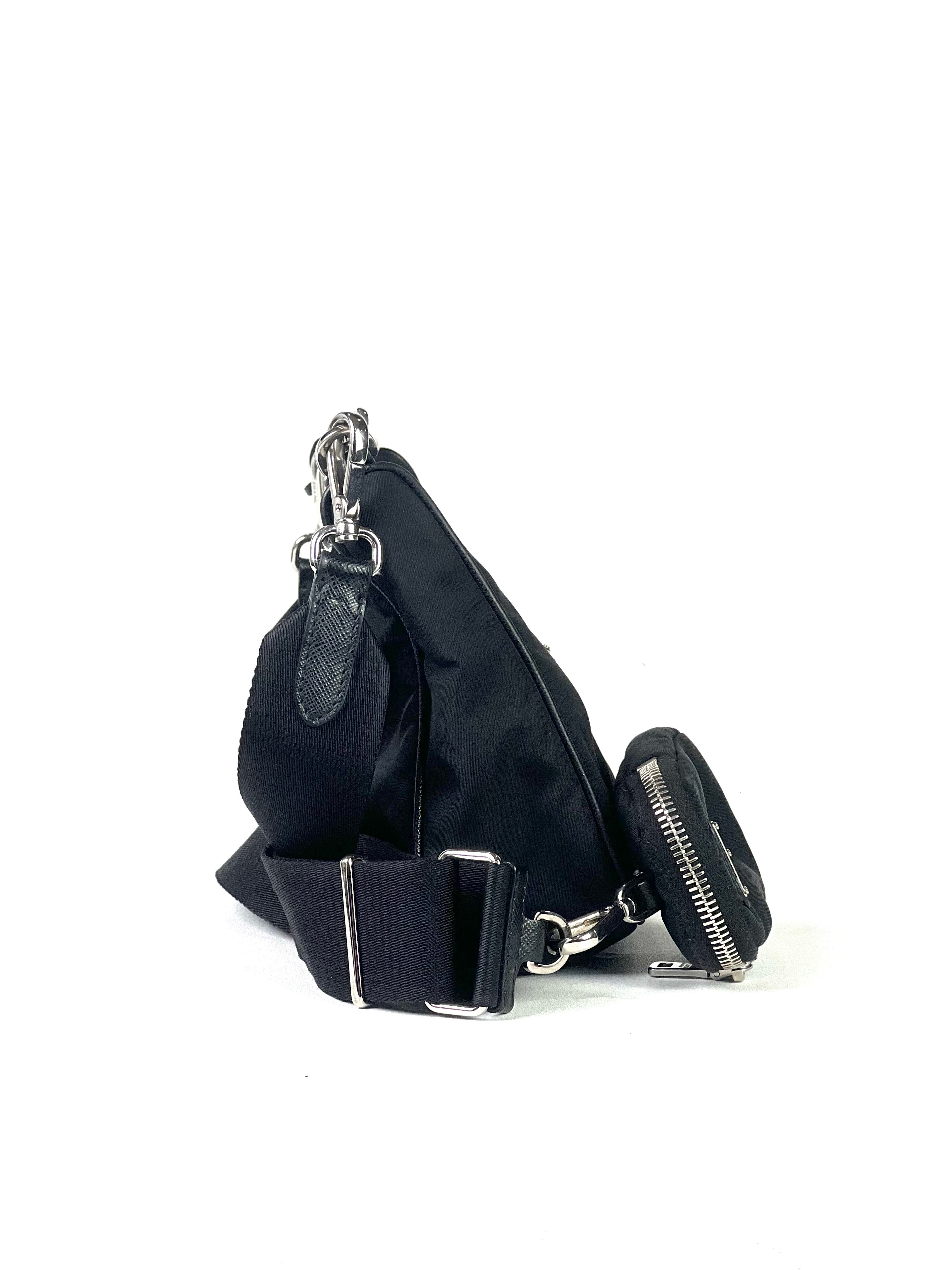 Prada Black Re-Edition Nylon Multi Pochette Slingbag