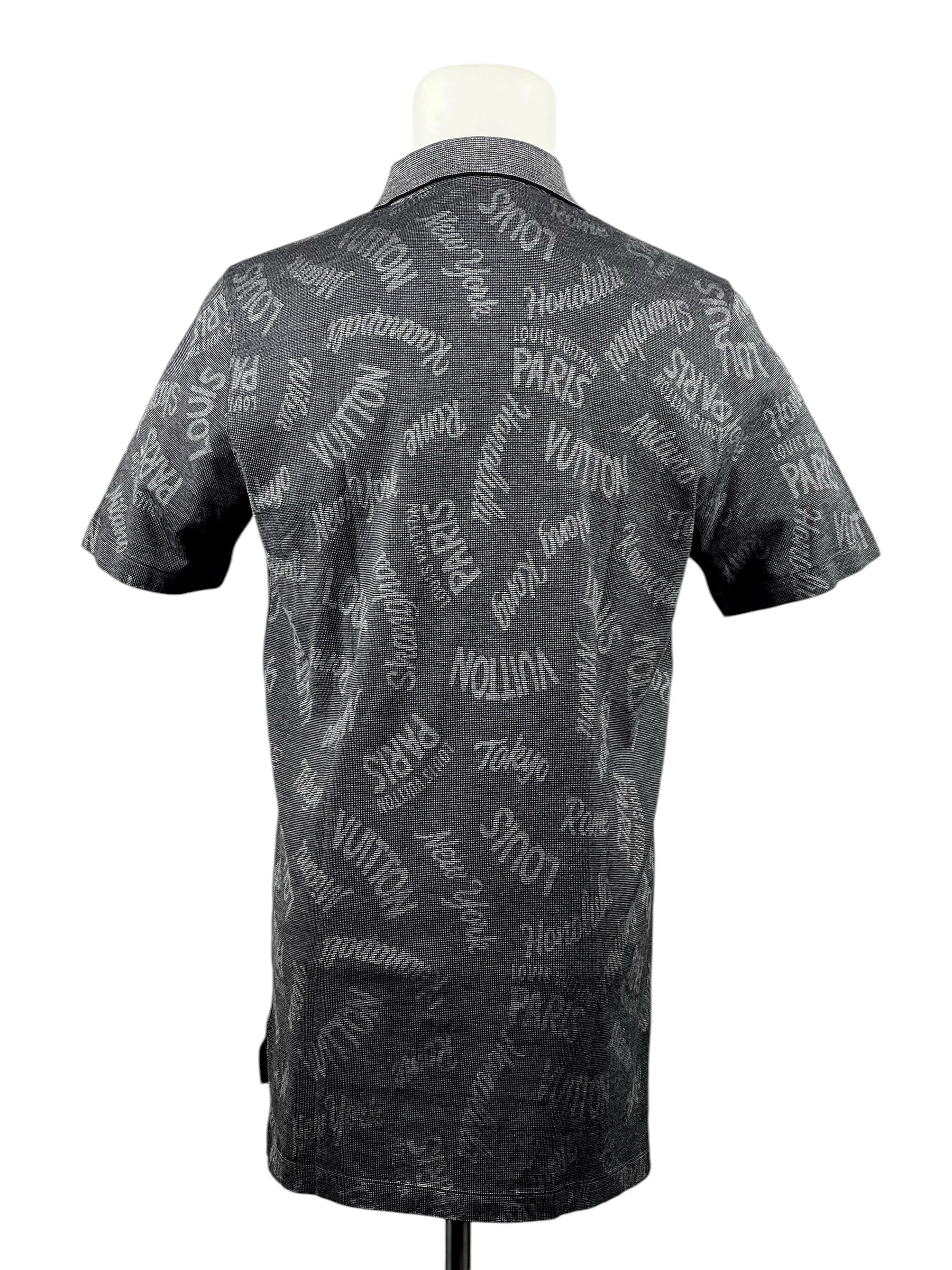 Louis Vuitton Cotton Cities Print Grey Polo Shirt