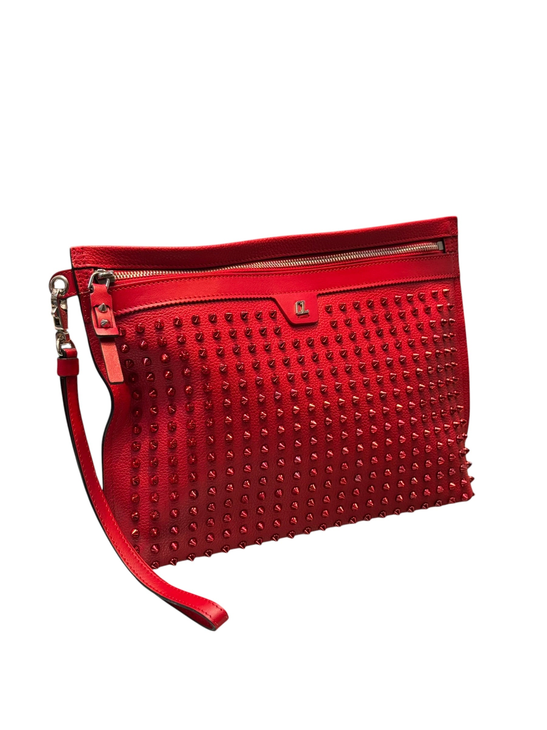 Christian Louboutin Citypouch Red Spike Leather Clutch