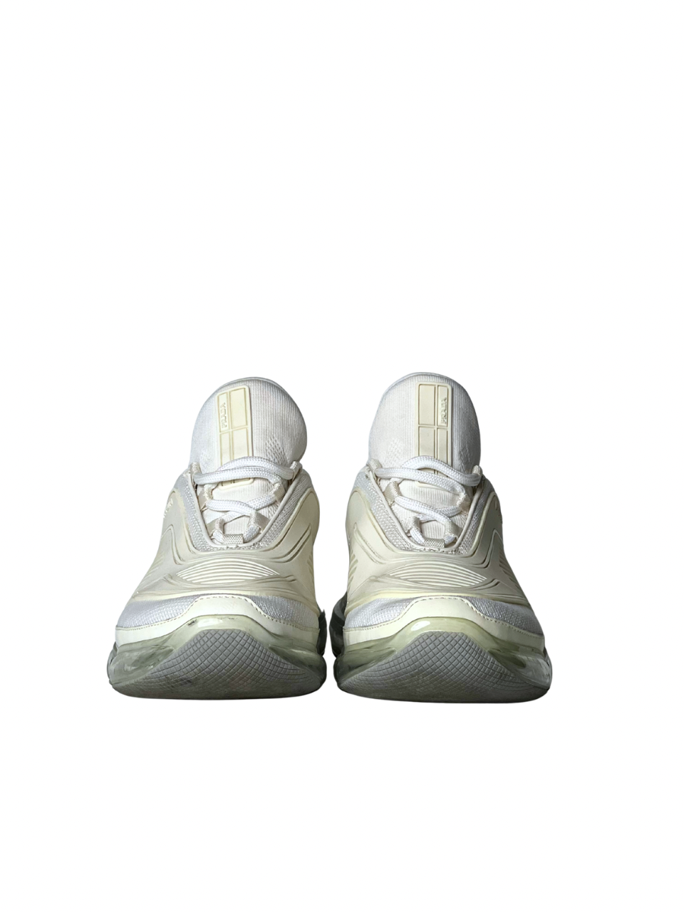 Prada White Knit Fabric Cloudbust Air Low Sneakers
