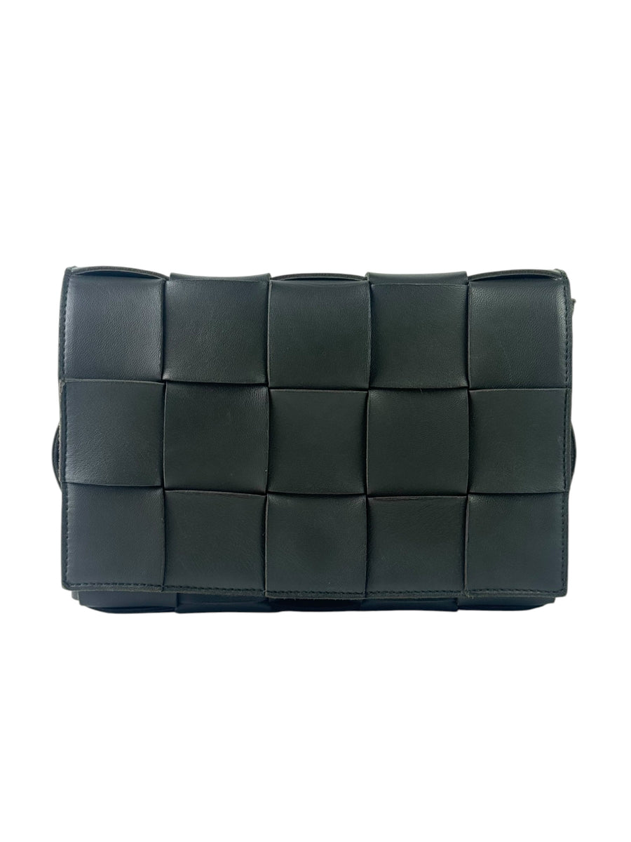 Bottega Veneta Intrecciato Cassette Dark Green Messenger Bag