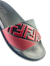 Fendi Diagonal FF Logo Red Black Slide 6