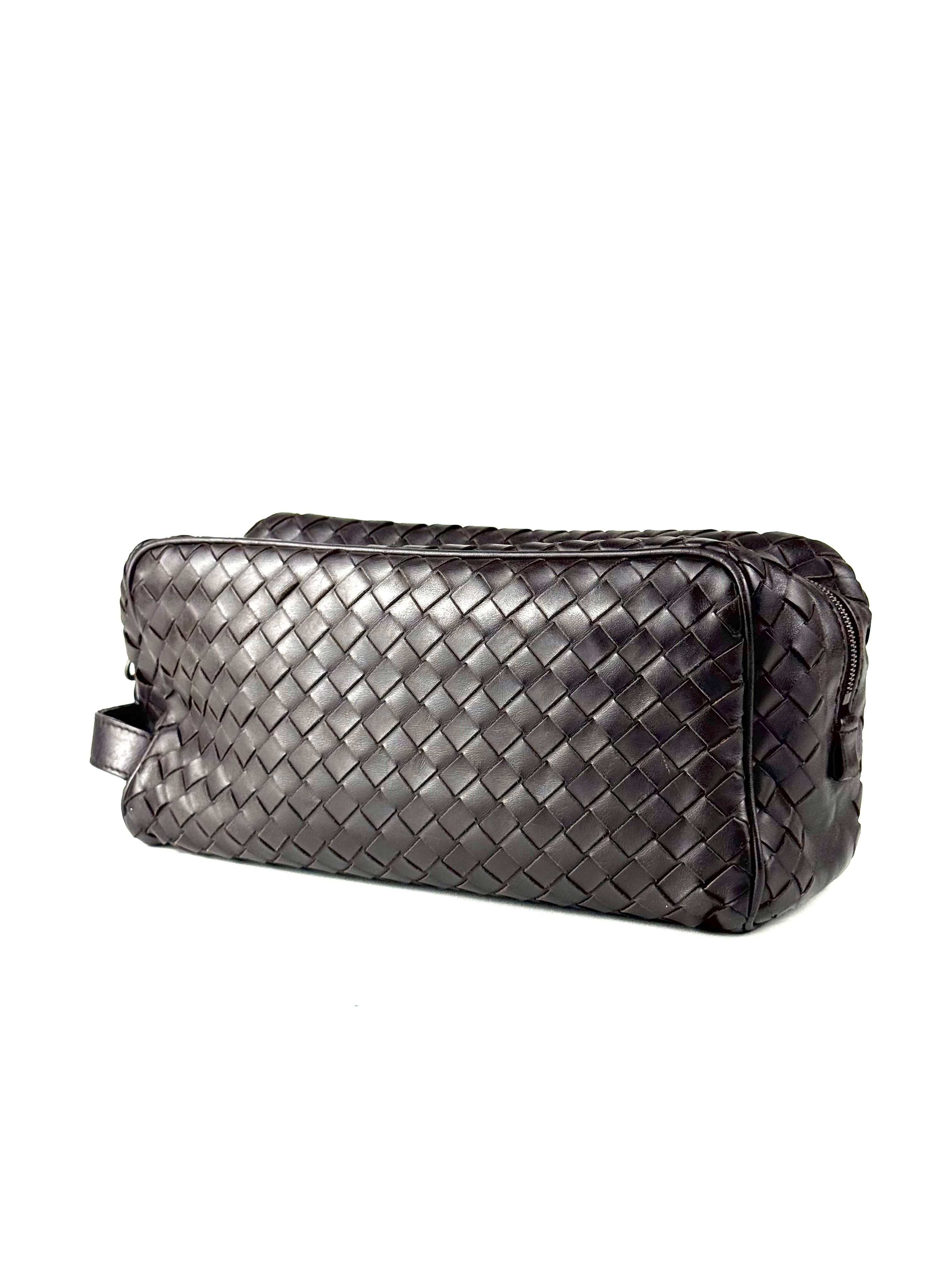Bottega Veneta Intrecciato Brown Toiletry Pouch