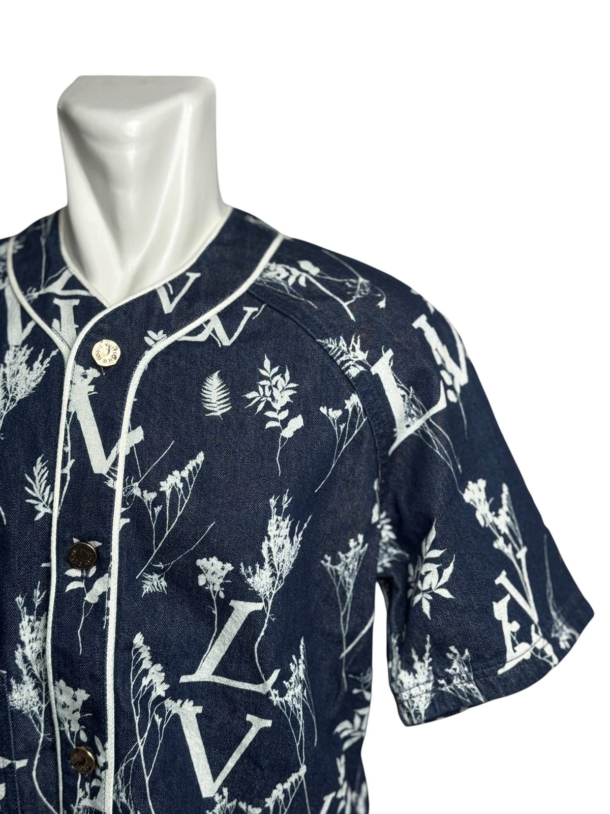 Louis Vuitton Leaf Denim Baseball Shirt