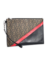 Fendi FF Logo Diagonal Brown Clutch 2