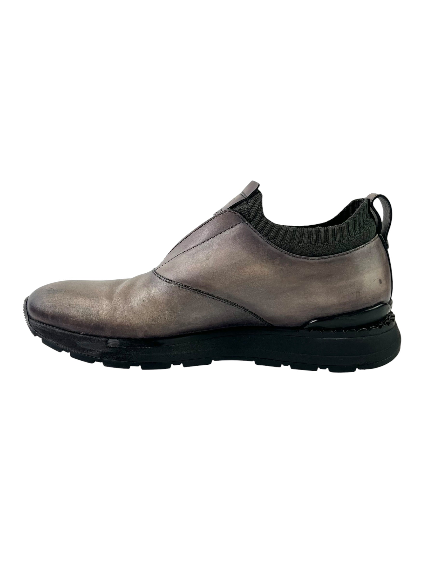 Berluti Scritto Grey Fast Track Slip-On Sneakers