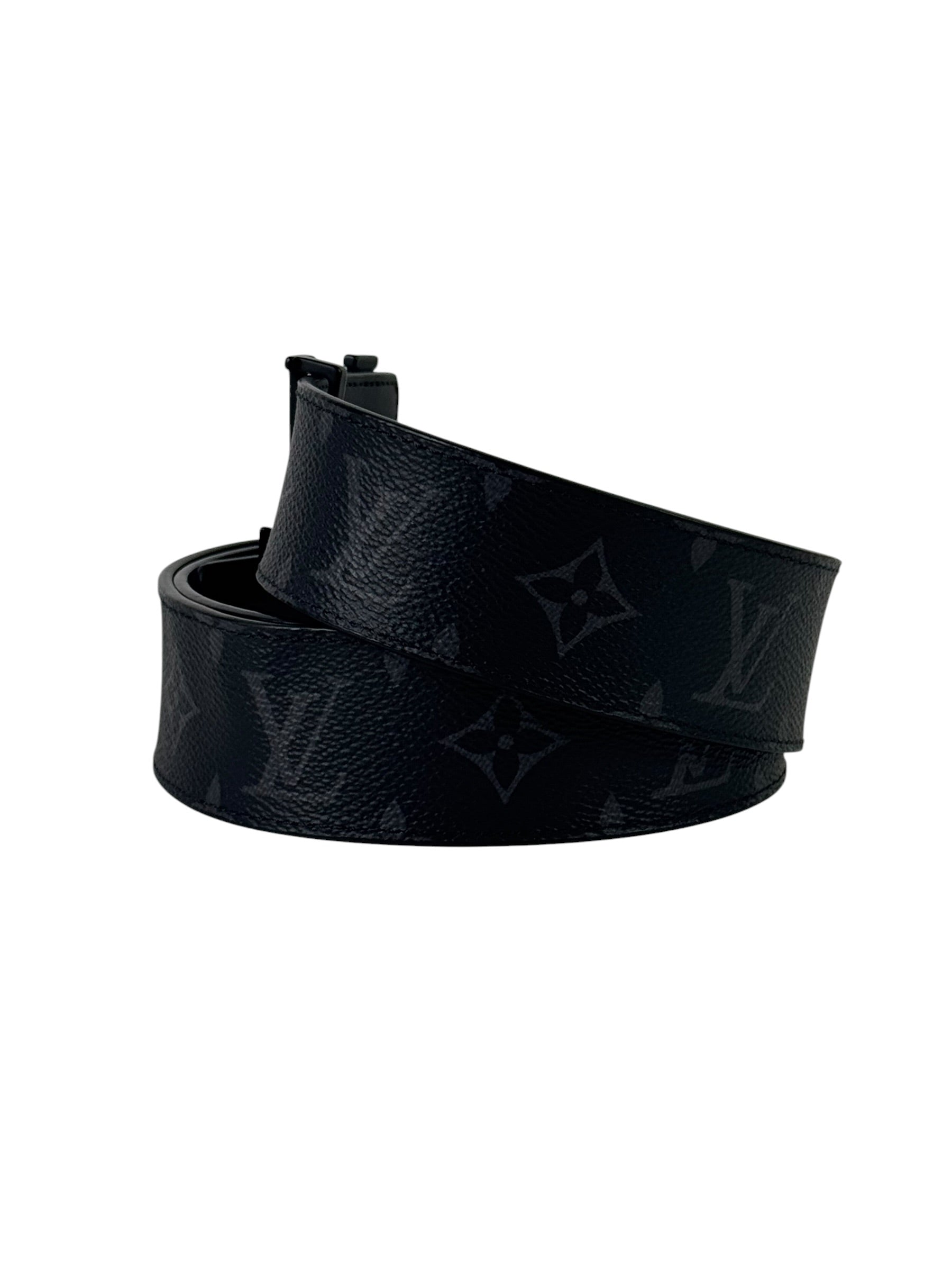 Louis Vuitton Initial Black Logo Eclipse Monogram Rev Belt