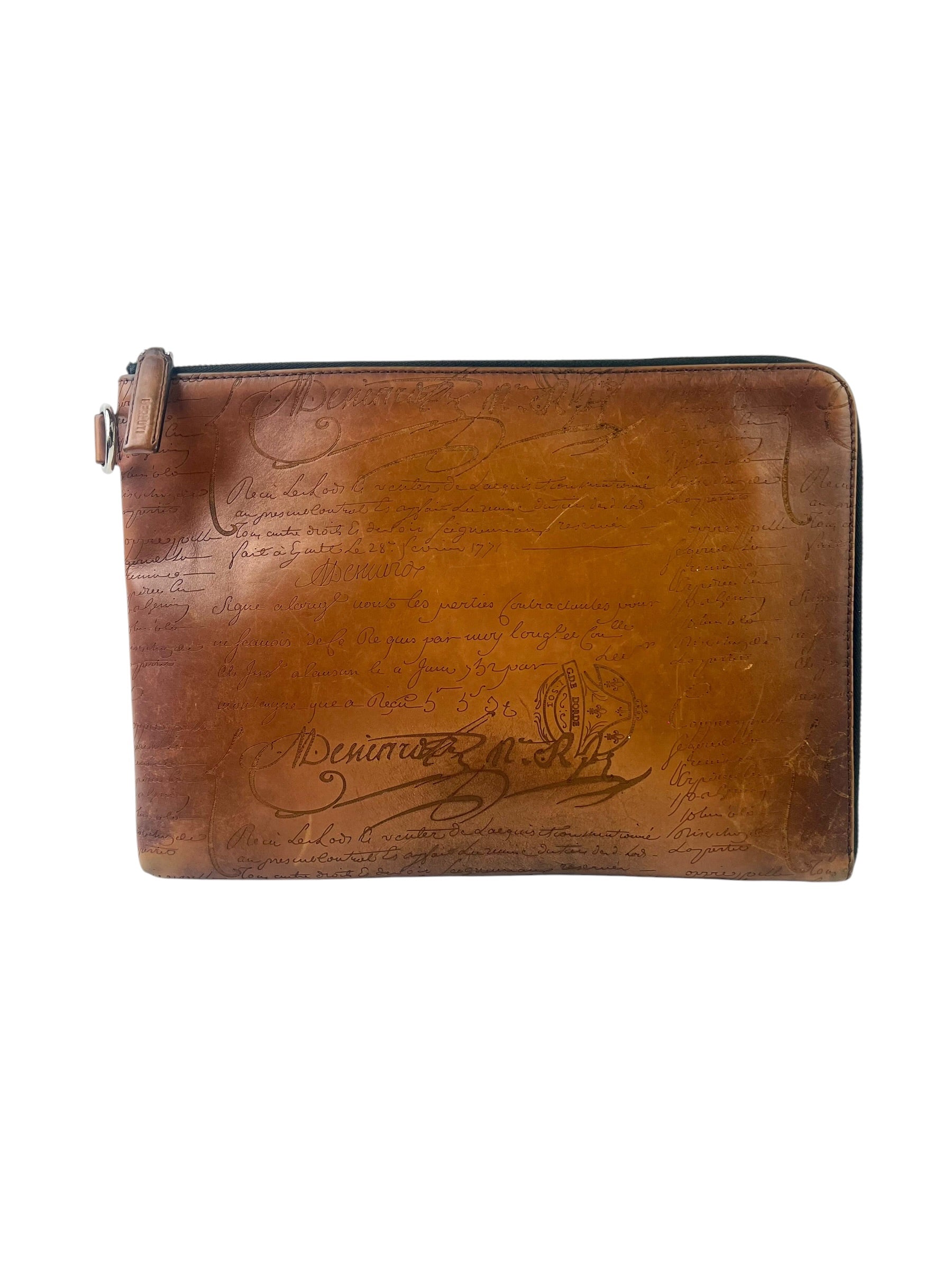 Berluti Nino GM Scritto Light Brown Clutch