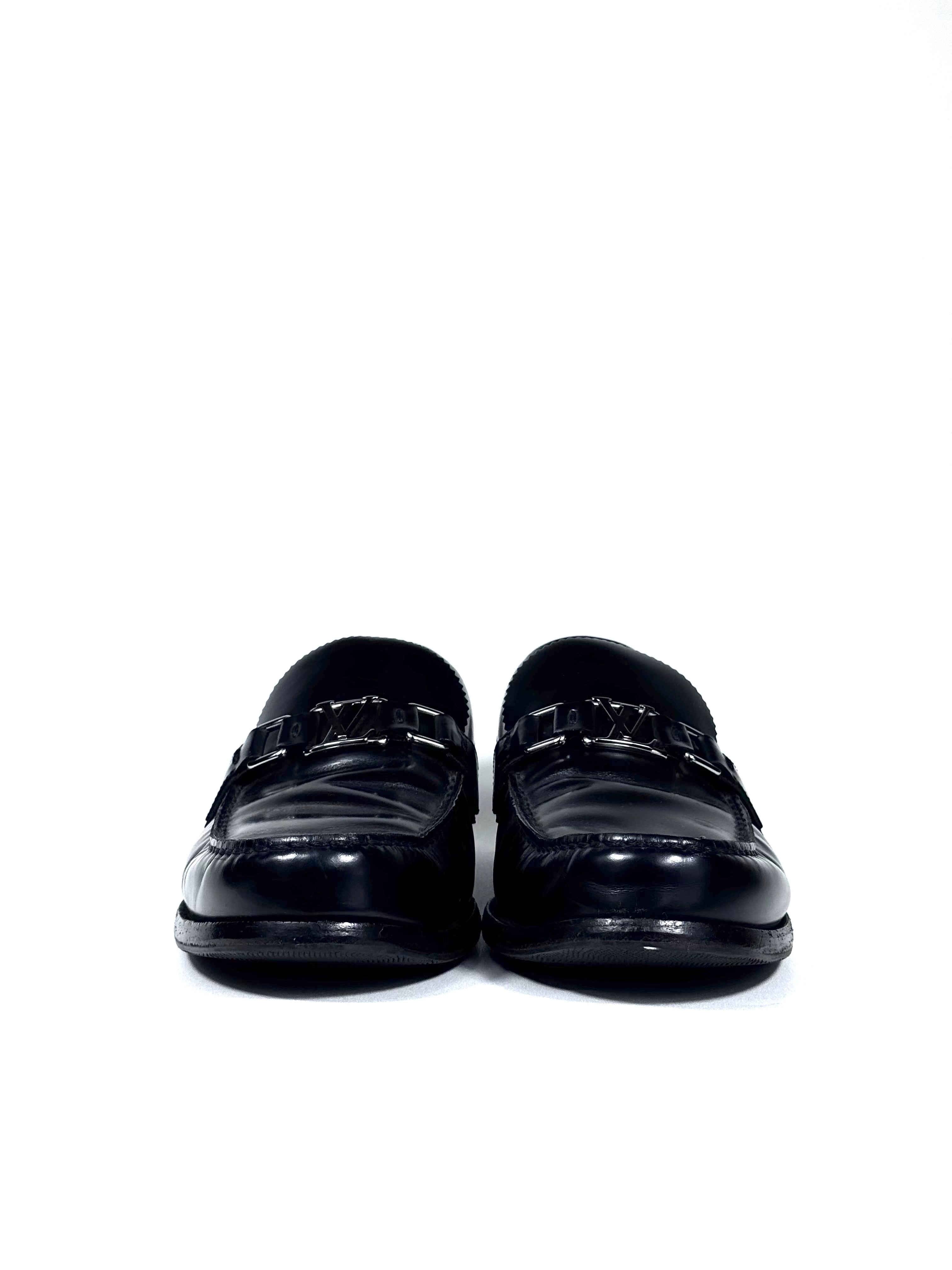 Louis Vuitton Black Patent Major Loafers