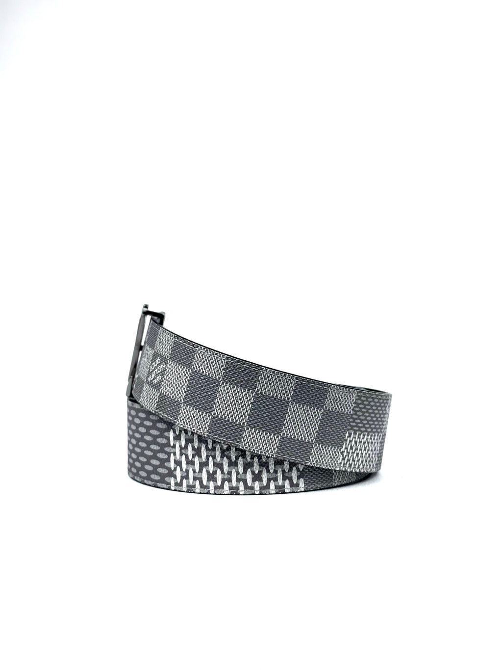 Louis Vuitton Initial 40mm Logo Silver Buckle 3D Damier Graphite Belt