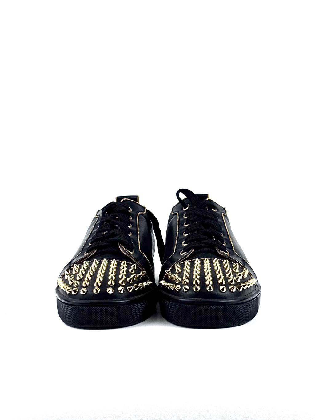 Christian Louboutin Junior Spike Calf Leather Gold Studs Sneakers