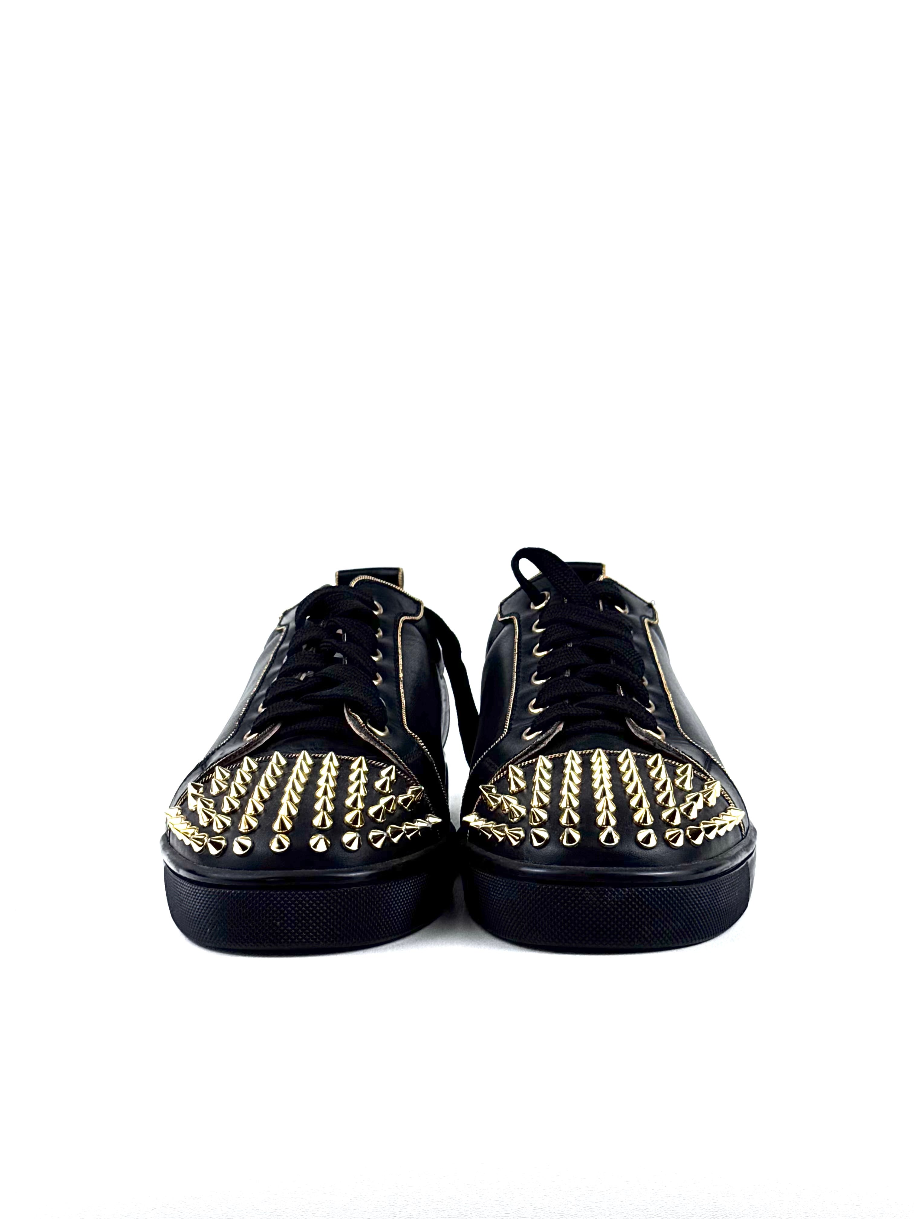 Christian Louboutin Junior Spike Calf Leather Gold Studs Sneakers