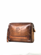 Berluti Rosewood Scritto Brown Clutch 2