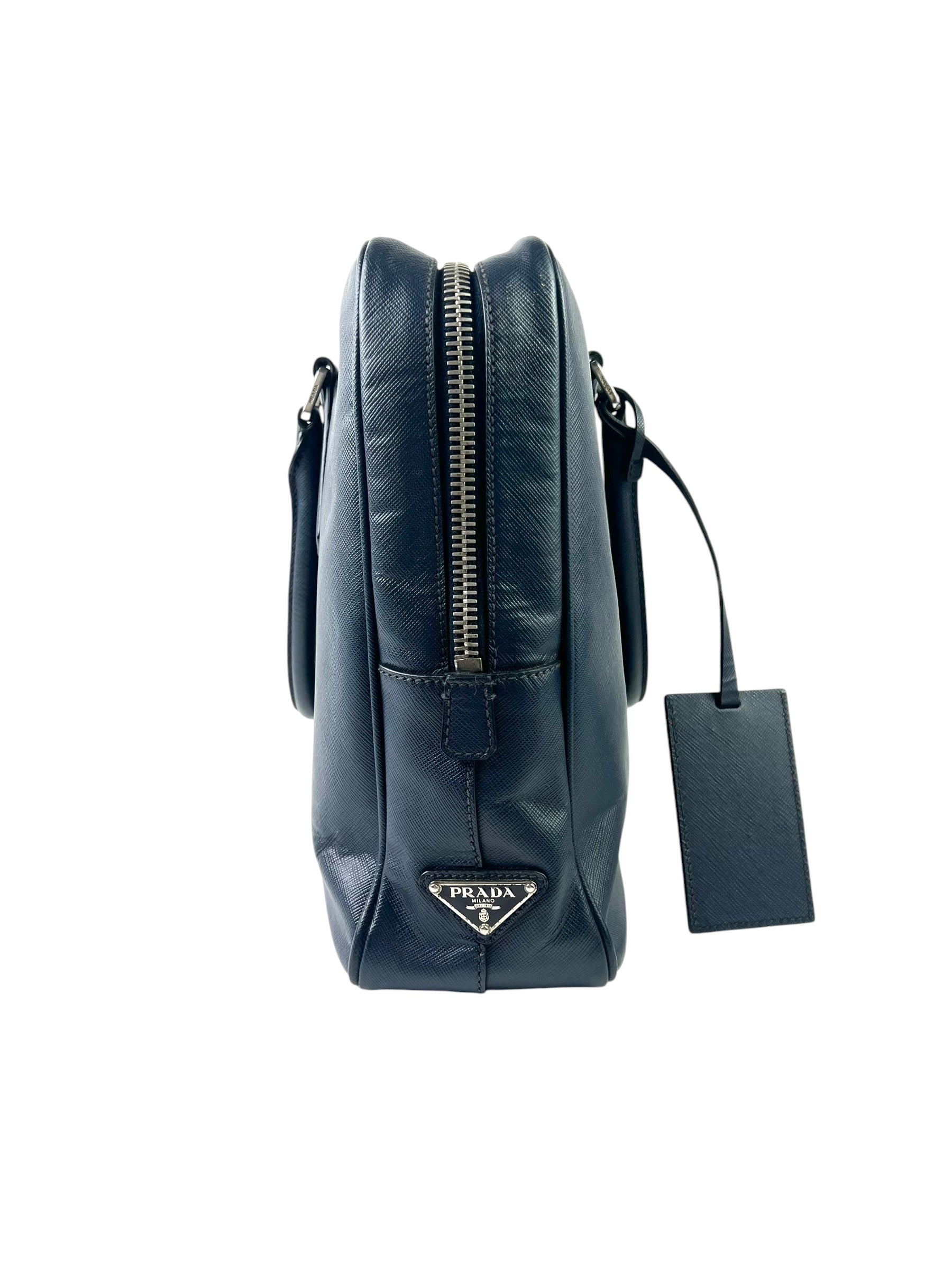 Prada Triangle Logo Saffiano Leather Briefcase