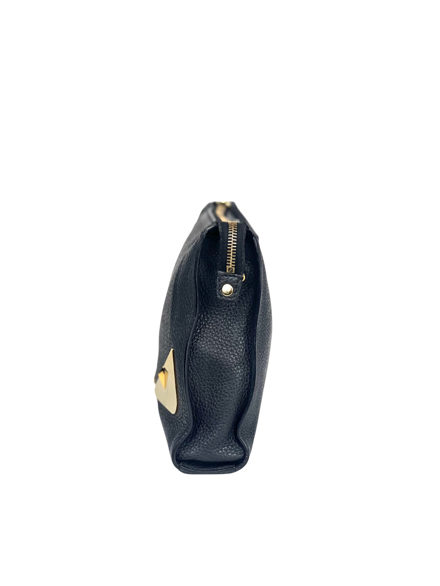 Fendi Gold Monster Eye Grain Leather Clutch